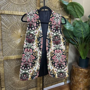 Chaleco hecho a mano vintage sin marca para mujer tapiz multicolor talla pequeña - Imagen 1 de 5