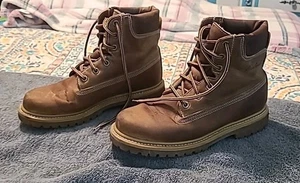 Eddie Bauer Womens Brown Leather Round Toe Lace Up Steel Toe Work Boots 8 Noy - Picture 1 of 5