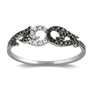 Natural Diamond Band Ring For Women 18k Solid White Gold Jewelry - Picture 1 of 3