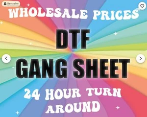 Custom DTF Sheet, Full Color DTF, Shirt Heat Transfer, Ready To Apply, Express - Picture 1 of 3