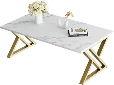 Coffee Table Living Room White Center Table, Simple Modern Marble  - Image 1 of 4