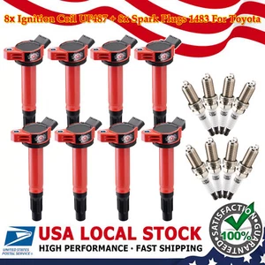 8 UF487 Ignition Coil + 8 Spark Plug For Toyota Land Cruiser V8 5.7L 2009-2019 - Picture 1 of 12