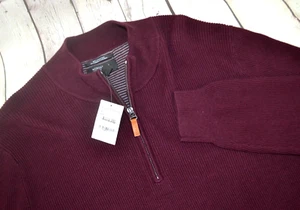 Suéter NORDSTROM Para Hombre 1/4 Cremallera Acanalado Algodón/Cachemira TALLA XL Borgoña Nuevo con Etiquetas - Imagen 1 de 6