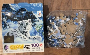 New 100-Piece Glow-in-the-Dark Puzzle of Snow Leopard - Picture 1 of 10