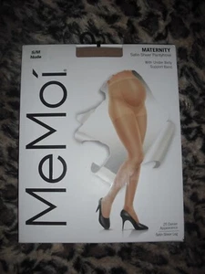 MeMoi size S/M Nude 25 Denier Satin Sheer Maternity Pantyhose Reinforced Toe NEW - Picture 1 of 2