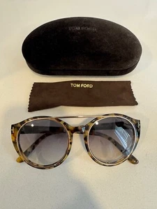 TOM FORD Joan Sunglasses Tortoiseshell pattern Brown Blue Women s TF383 from J - Picture 1 of 14