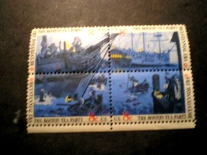 1973 Boston Tea Party Block of 4 8cPostage Stamps, Sc#1480-1483, MNH, OG - Picture 1 of 2