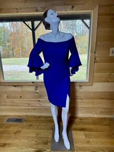 VENUS bell sleeve off shoulder blue dress Size 12! - Picture 1 of 4