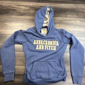 Vintage Abercrombie & Fitch Sweatshirt Kids XL Blue Hoodie Preppy Casual Y2K