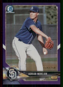 2018 Bowman Chrome Prospects Purple Refractors #BCP73 Adrian Morejon /250 - Picture 1 of 2