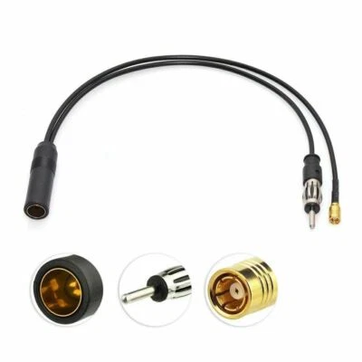 FM/AM DAB + Car Radio Active Antenna Aerial Splitter Adapter Cable SMB Converter - image 1 of 4
