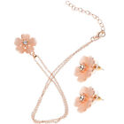  Pink Bride Pearl Shoe Decorations Clips Flower Choker Necklace