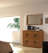 Cómoda 4 cajones Madera 10x95x45cm + Espejo de pared 100X3X60cm Set dormitorio