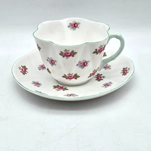Vintage Shelley Rosebud Fine Bone China Cup & Saucer Set Made In England - Picture 1 of 8