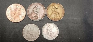Great Britain 1/2 pennies: 1770, 1853(2), 1861, 1887 - Picture 1 of 2
