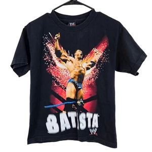 2007 WWE Dave Batista The Animal Double Sided T Shirt Black Size Youth Large - Picture 1 of 7