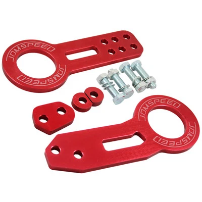 JDMSPEED Billet Aluminio Carreras Delantero Trasero Gancho de Remolque Kit CNC JDM Anodizado Rojo Foto 1 de 4