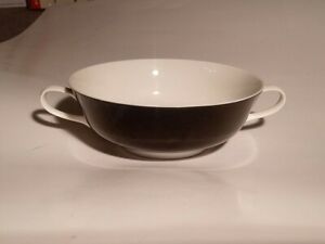 Rosenthal Black/White Double Handle Cream Soup Bowl Form E Modell Raymond Loewy