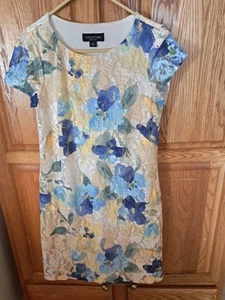 Atemberaubendes Perceptions Kleid mit Blumenspitze - blau und gelb Größe 8 Brustumfang 34 - Bild 1 von 4