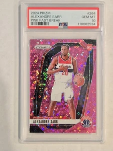 2024-25 Prizm Alexandre Sarr 24/50 Rosa Fast Break Disco RC Wizards PSA 10 GEM - Foto 1 di 2