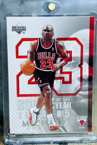 Michael Jordan ROOKIE OF THE YEAR Card 🔥 RARE SP 🔥 AUTHENTIC BULLS JERSEY #23 - Picture 1 of 12