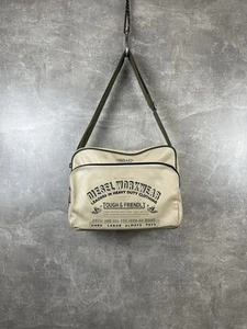 Borsa a tracolla Diesel vintage logo resistente e amichevole verde crema utility - Foto 1 di 11