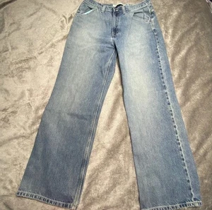 VTG GAP Worker Jeans Men's 34x32 Blue Wide Leg Denim Cotton Blend Casual Pants - Picture 1 of 9