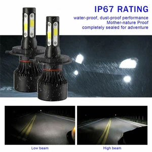 Headlights IP68 LED Replacement Shockproof 2500W 375000LM 4-Sides 9003 - Picture 1 of 12