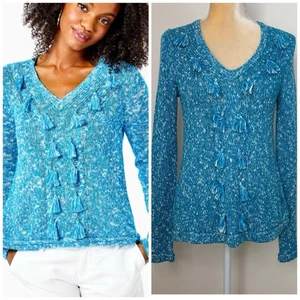 Suéter Tejido Borlas Lilly Pulitzer Kovette Talla S Turquesa Marl - Imagen 1 de 14