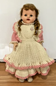 22" VINTAGE IDEAL SAUCY WALKER DOLL PLASTIC FLIRTY EYES Crocheted dress - Picture 1 of 13