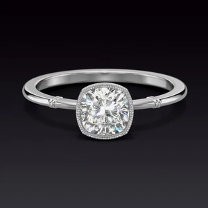 VINTAGE STYLE ENGAGEMENT RING SETTING 14k GOLD SOLITAIRE MILGRAIN BEZEL MOUNT - Picture 1 of 2