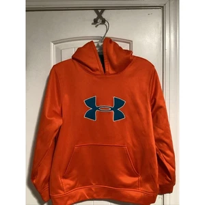 Under Armour Fleece Hoodie ORANGE/TEAL Boys Large - Picture 1 of 3