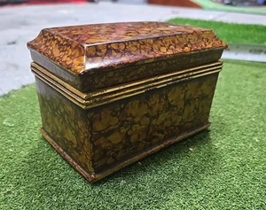 ANTIQUE Borghese #266 ceramic box, Gold & Brown Edge Trinket - Picture 1 of 6
