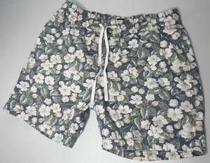 J Crew Shorts Mens M sz. 30 Floral Leaves 100% Cotton Elastic Drawstring Slip-On - Picture 1 of 15