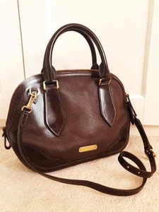 Burberry London Orchard Dark Choc Brown Black Leather Crossbody Shoulder Bag - Picture 1 of 24