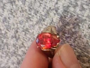 UTC Birnenform Orange Citrin CZ vergoldet Sterlingsilber Ringgröße 7-8 - Bild 1 von 5