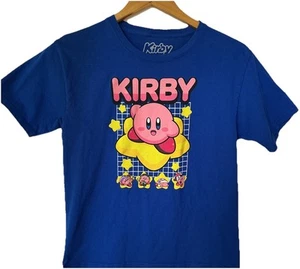 Nintendo Kirby Youth Boy Girl T-Shirt Blue Multi LARGE Cotton Graphic Gamer - Picture 1 of 5