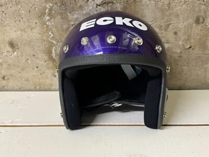 NEW Old School ECKO BMX HELMET Open Face 5-Snap Purple Medium Echo Racing 1980s - Picture 1 of 9