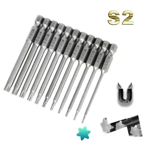 Torx Bit für elektrischen Schraubendreher Bit Set Antrieb S1/4 magnetisch S2 Drehmoment L75-150 - Bild 1 von 36