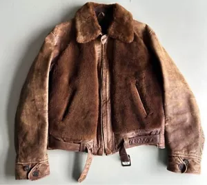 Vintage 30s-40s ALBERT RICHARD Grizzly Jacket, Leather, Size L - Picture 1 of 17