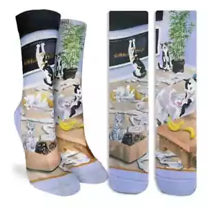 Cats Causing Catastrophe Women's Active Fit Socks Purple Good Luck Fashion New - Picture 1 of 1