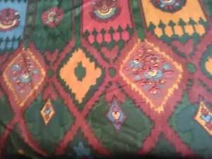 #111 ITALIAN WOOL CHALLIS PAISLEY 31″ x 54″ GREEN BROWN RED GOLDS ETC - Picture 1 of 5