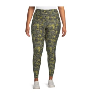 Terra & Sky Damen Plus Allover bedruckte Leggings Gr. 3X tailliert grün hoher Bund  - Bild 1 von 9