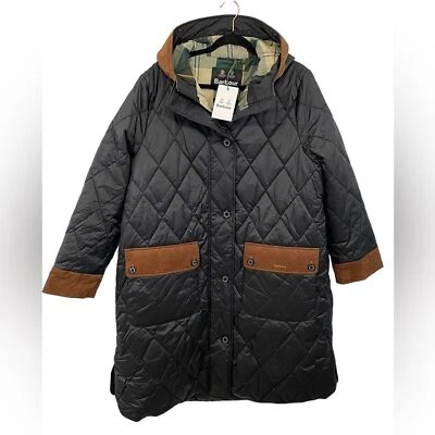 NWT Barbour Size 2X Mickley Plus Quilted Coat Black Brown Corduroy Trim Jacket - Image 1 of 4