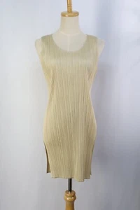 PLEATS PLEASE Beige Sleeveless Tunic Dress ISSEY MIYAKE 104 8738 - Picture 1 of 7