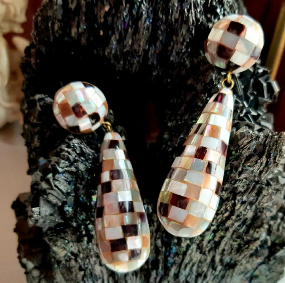 Ohrcliphänger aus Perlmutt Mosaik°. - Bild 1 von 3