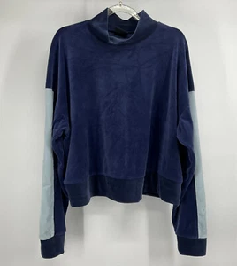 Zelos Sweatshirt Womens XL Pullover Velour Mock Neck Long Sleeve Blue Sweater - Picture 1 of 8