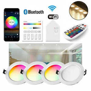 LED Down light WiFi Bluetooth Smart Ceiling Downlight APP RGBWC Changing Color - Picture 1 of 32