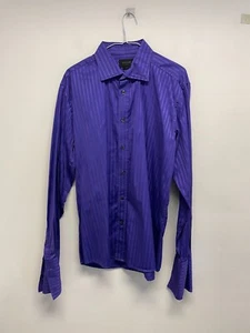 CAMISA DUCHAMP DC ALGODÓN PURO A RAYAS MORADAS TALLA 17 USADA (S719) - Imagen 1 de 6