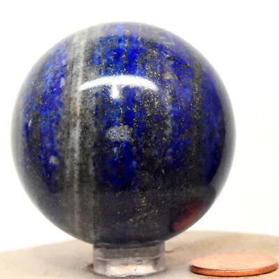 49mm Bleu Lapis Lazuli W/Pyrite Sphère Brillants Naturel Minérale Balle - Photo 1/4